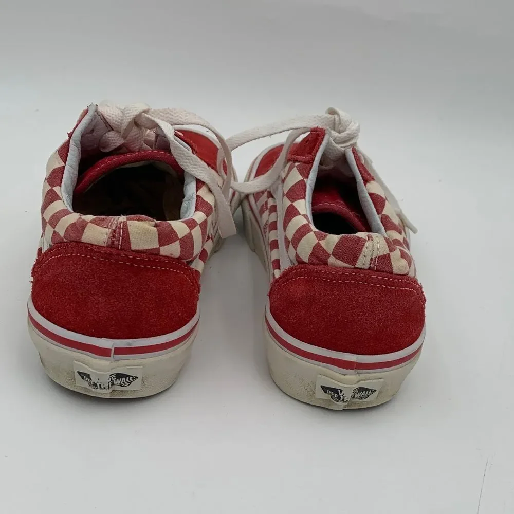 Vans Red and White Checkered Low-Top Sneakers mens size 6
